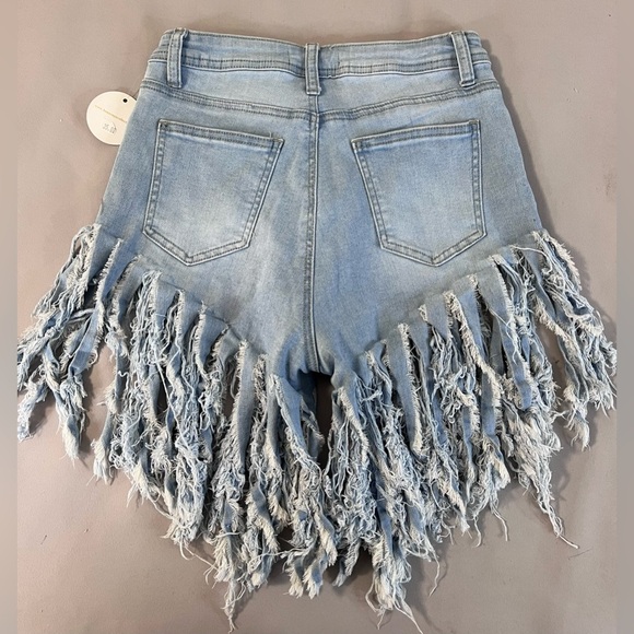 JC & JQ Shorts Womens Sz Medium Denim Frayed Fringed Hem Festival High Waist - Picture 9 of 10